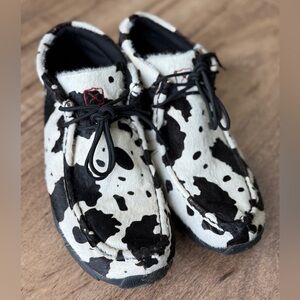 Youth Twisted X Black and White Cow Hide driving mocs